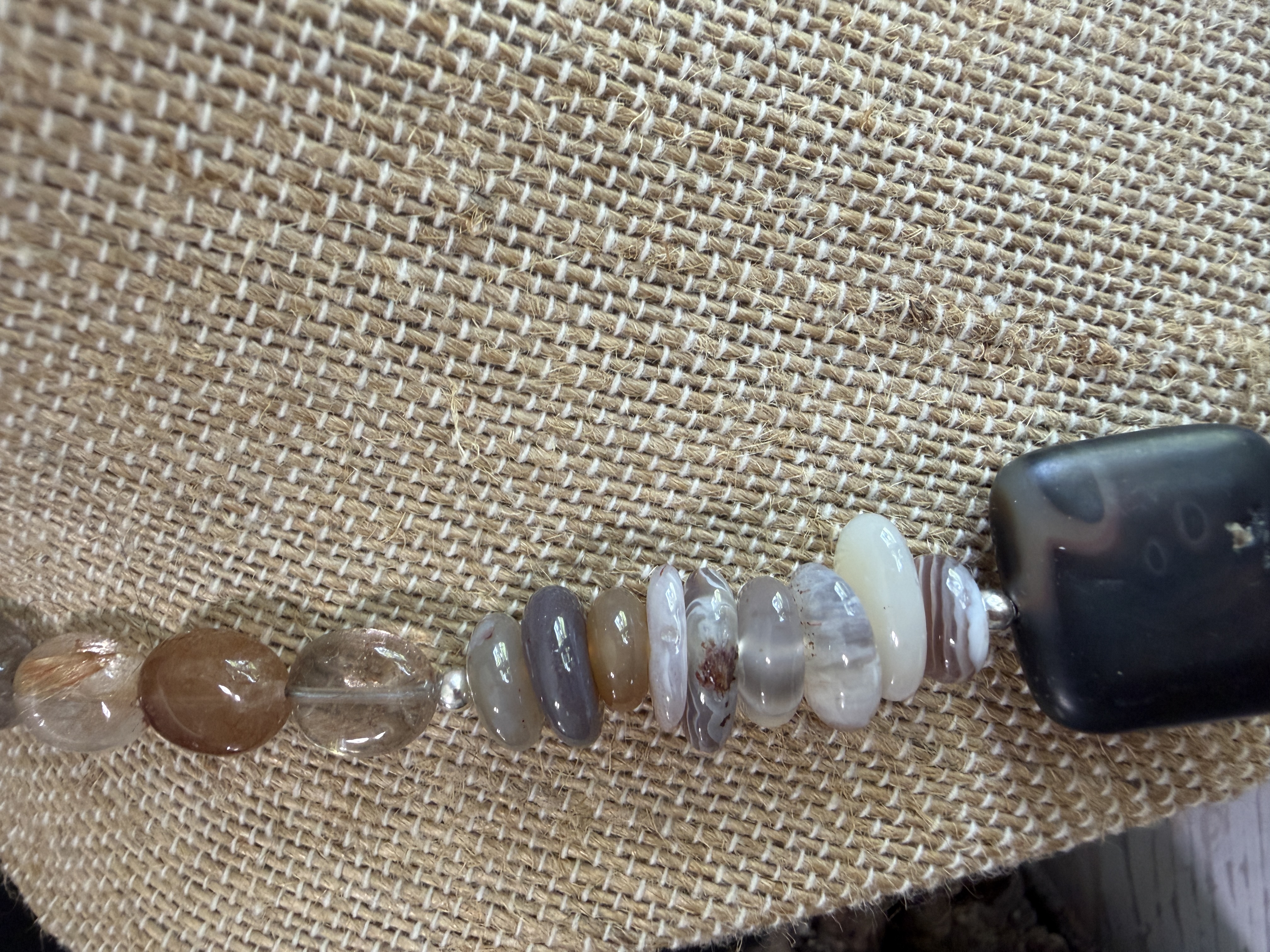 Botswana Agate Necklace with Shell Pendant image 6
