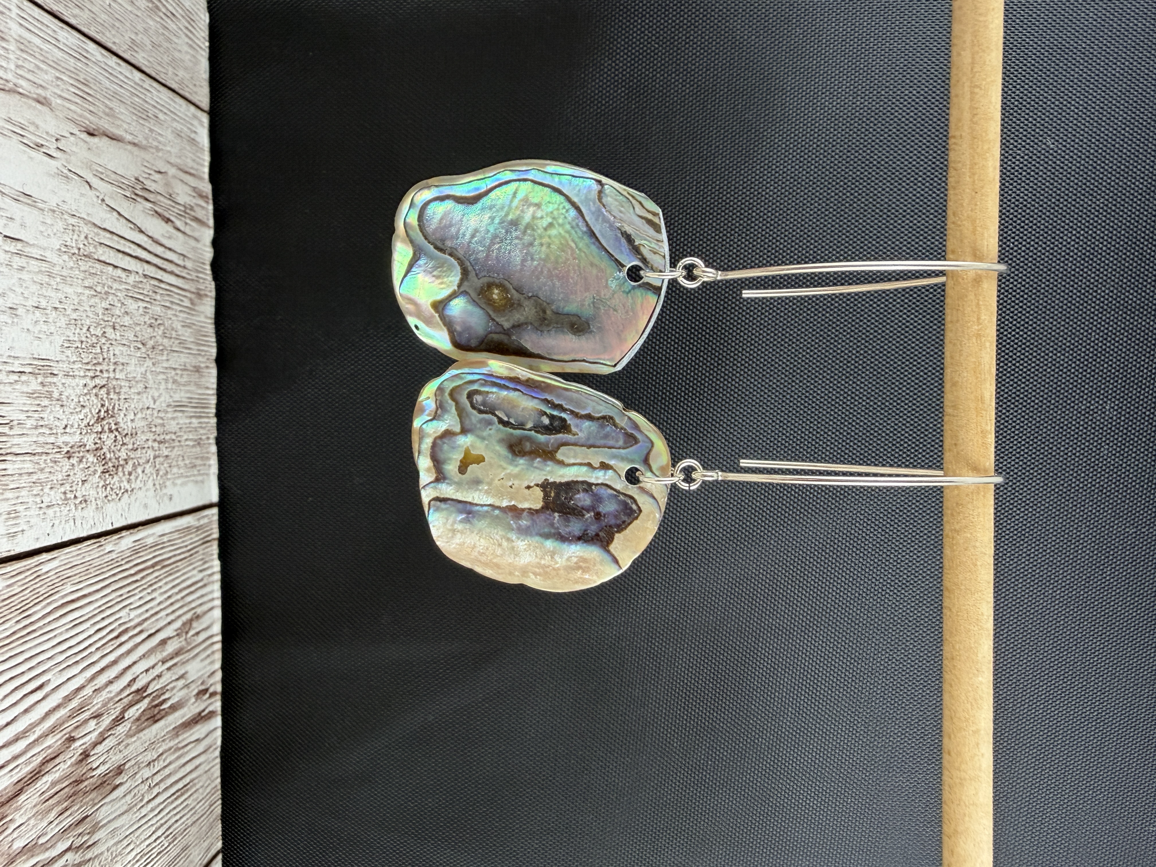 Natural Abalone Shell Dangle Earrings, Sterling Silver image 3