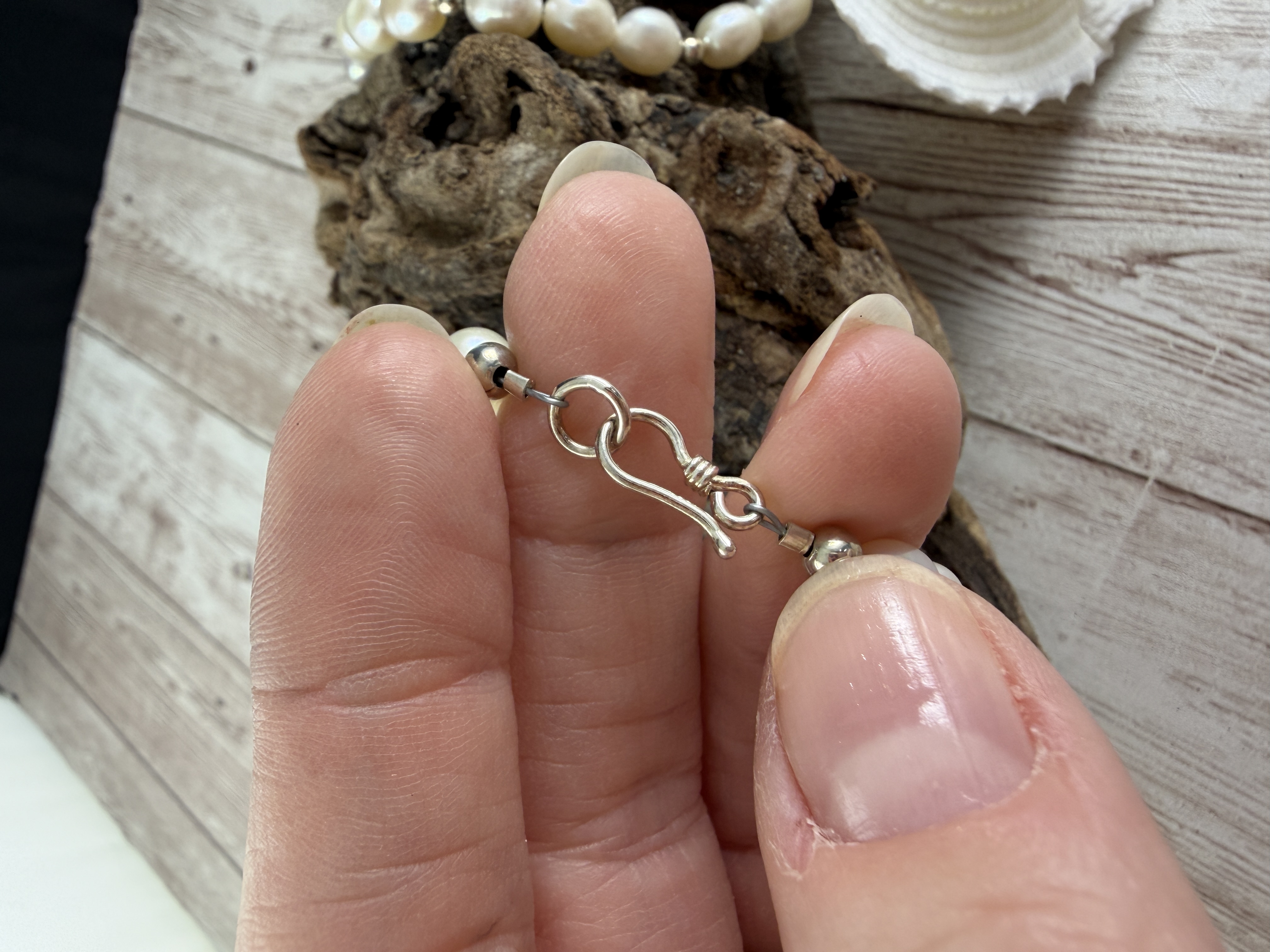 Pearl Necklace with Heart Shell Pendant image 5