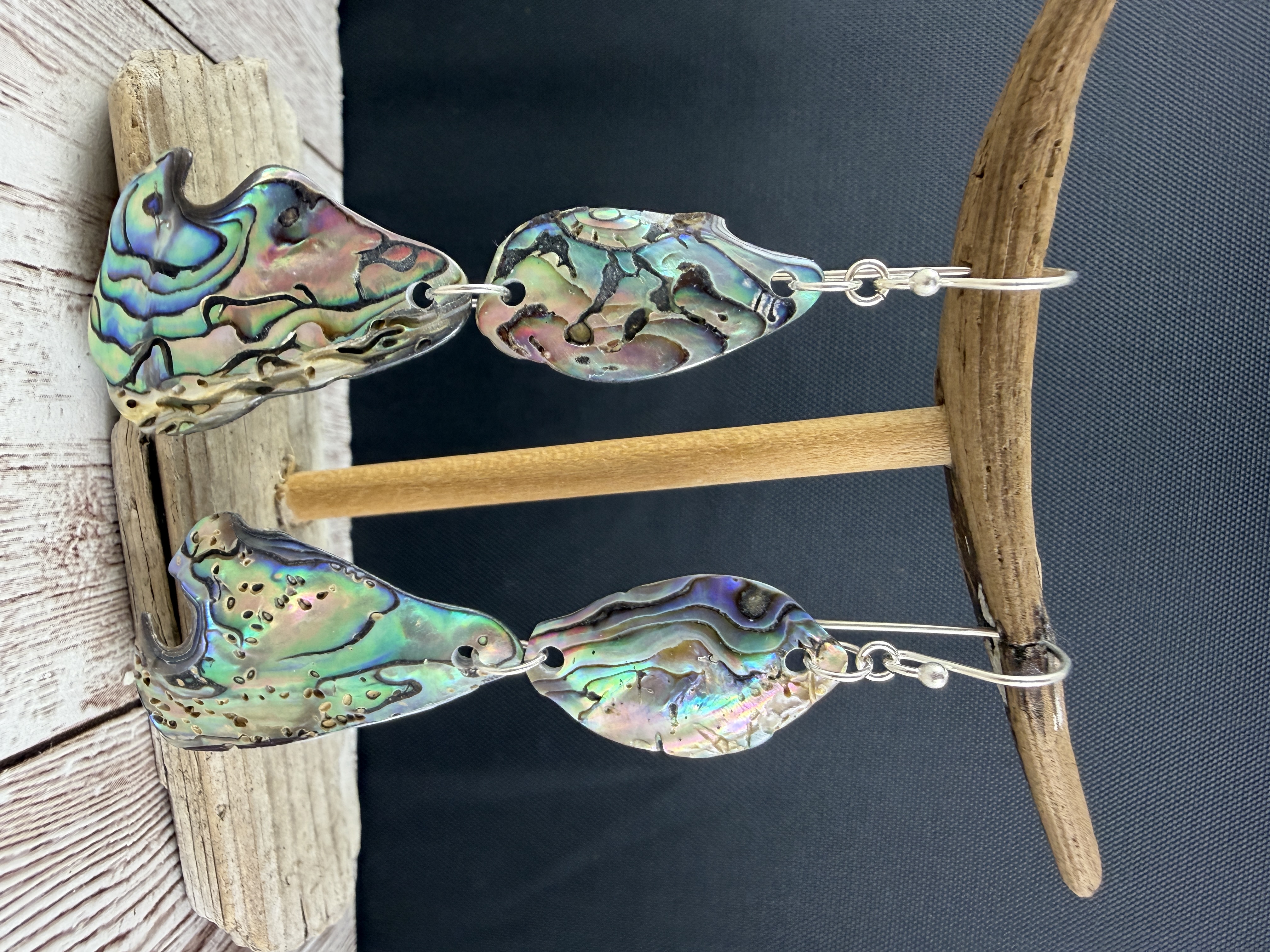 Double Abalone Dangle Earrings image 2