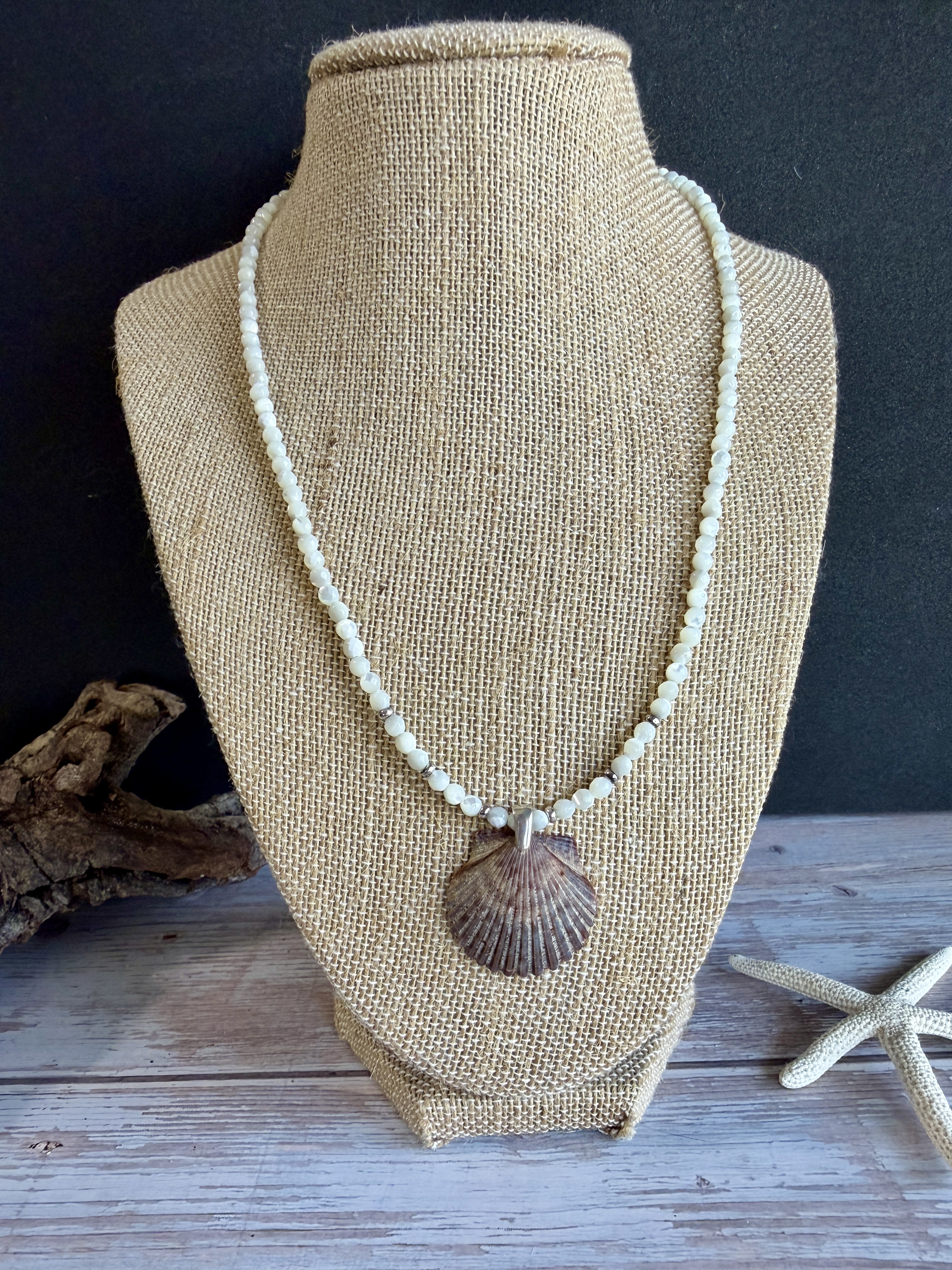 Mother of Pearl Necklace with Shell Pendant image 6