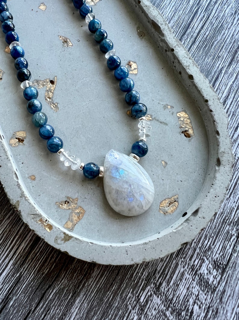 Moonstone and Kyanite Gemstone Necklace