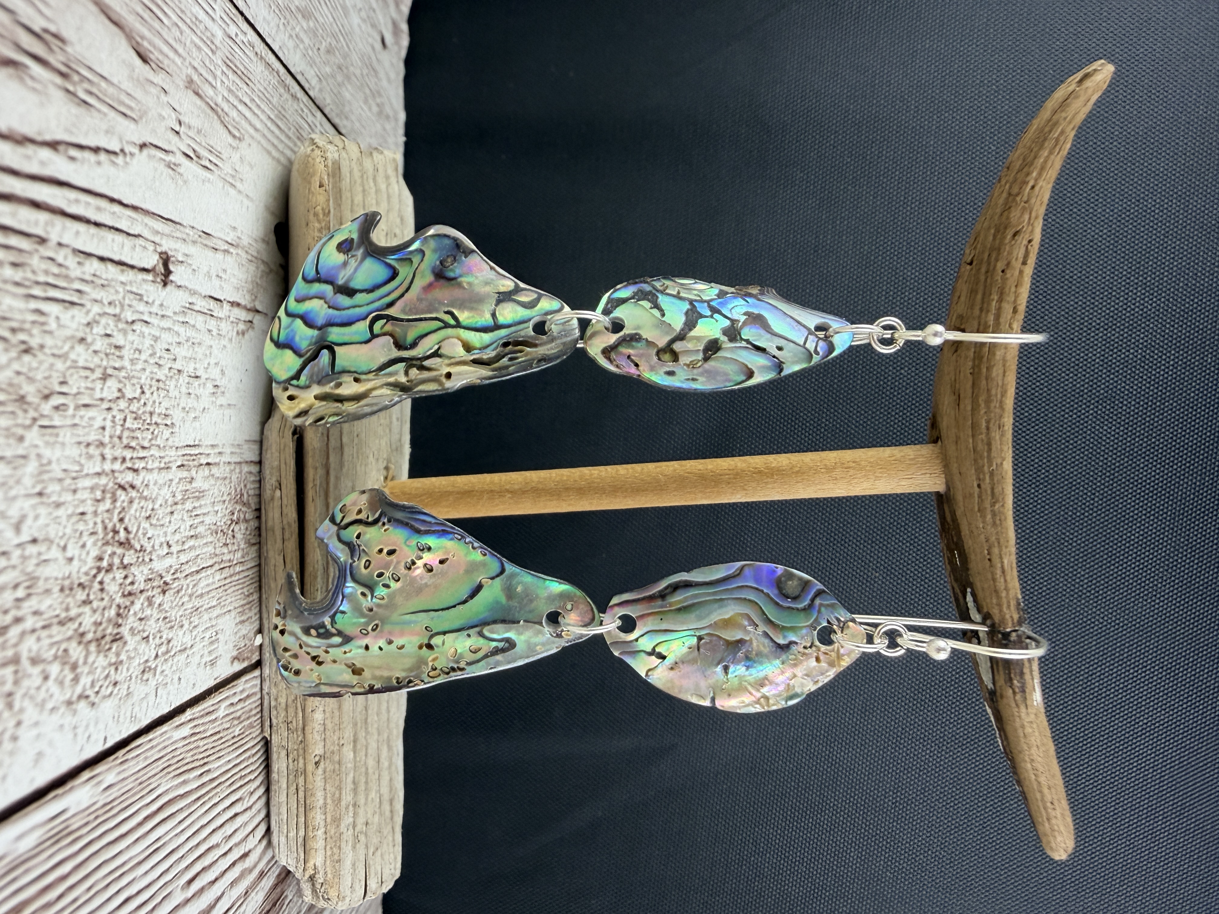 Double Abalone Dangle Earrings image 3