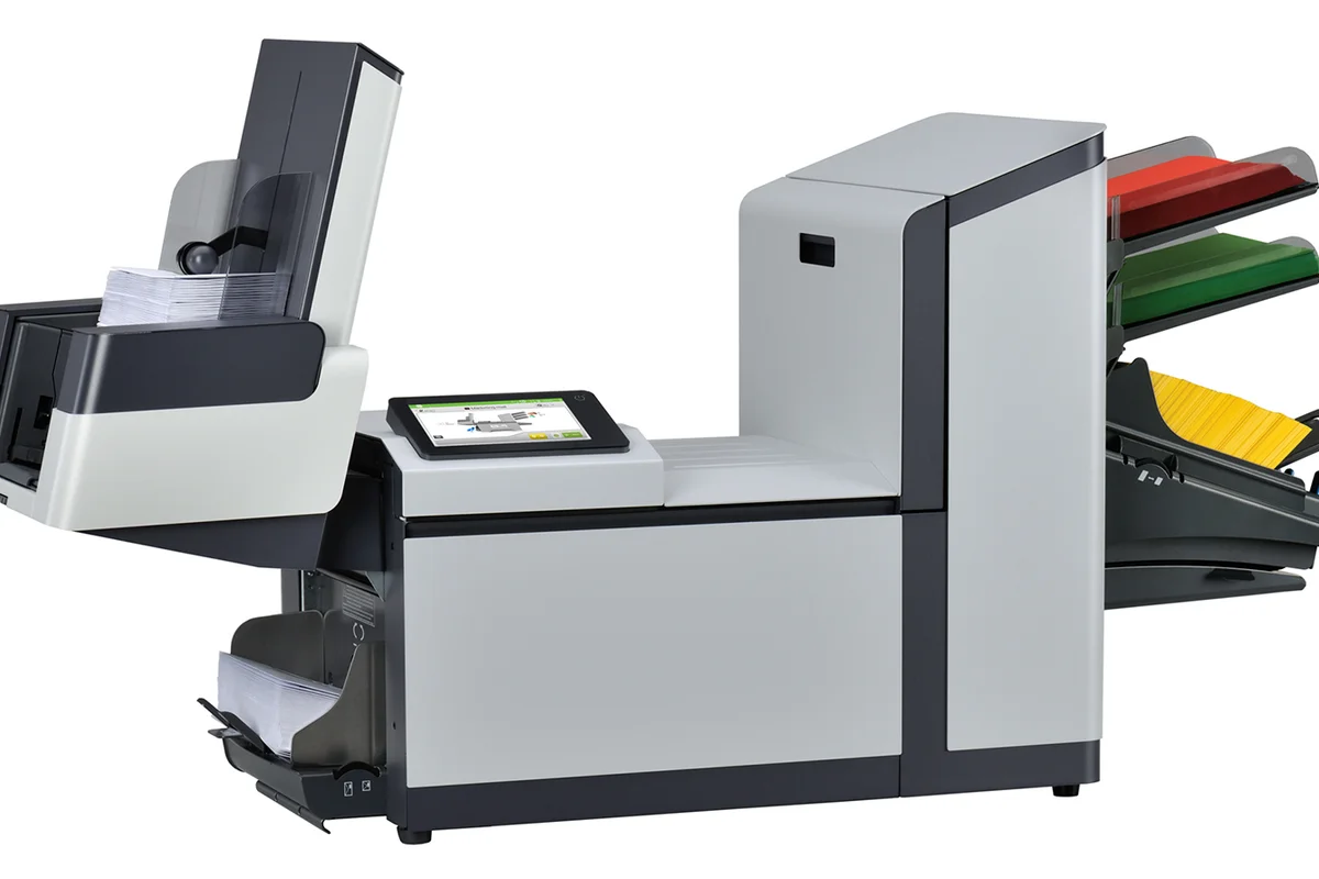 Quadient DS-64i mid-volume folder inserter with automatic feeding processing 2,700 envelopes per hour for growing businesses