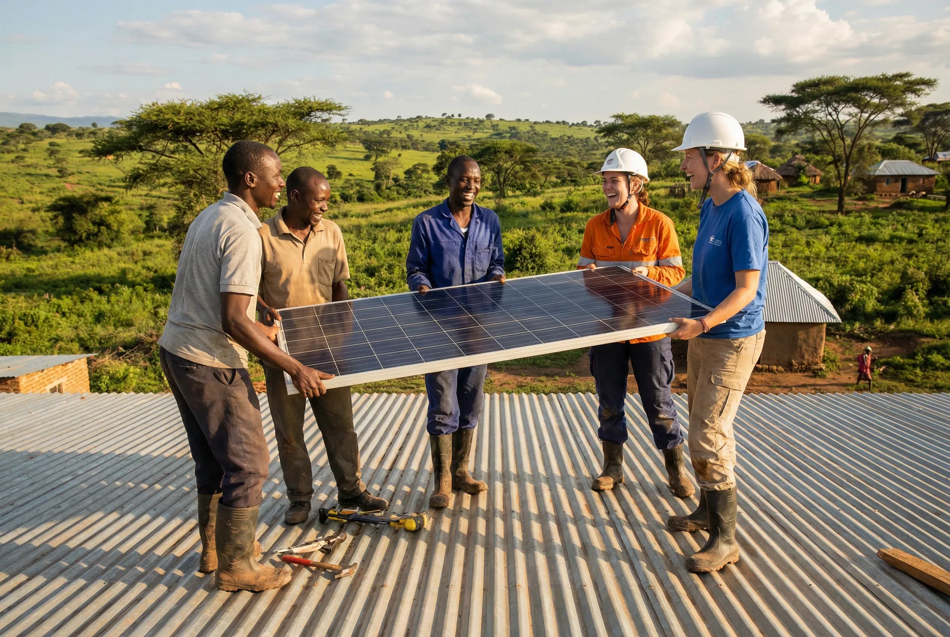 Solar panel installation project in Sub-Saharan Africa