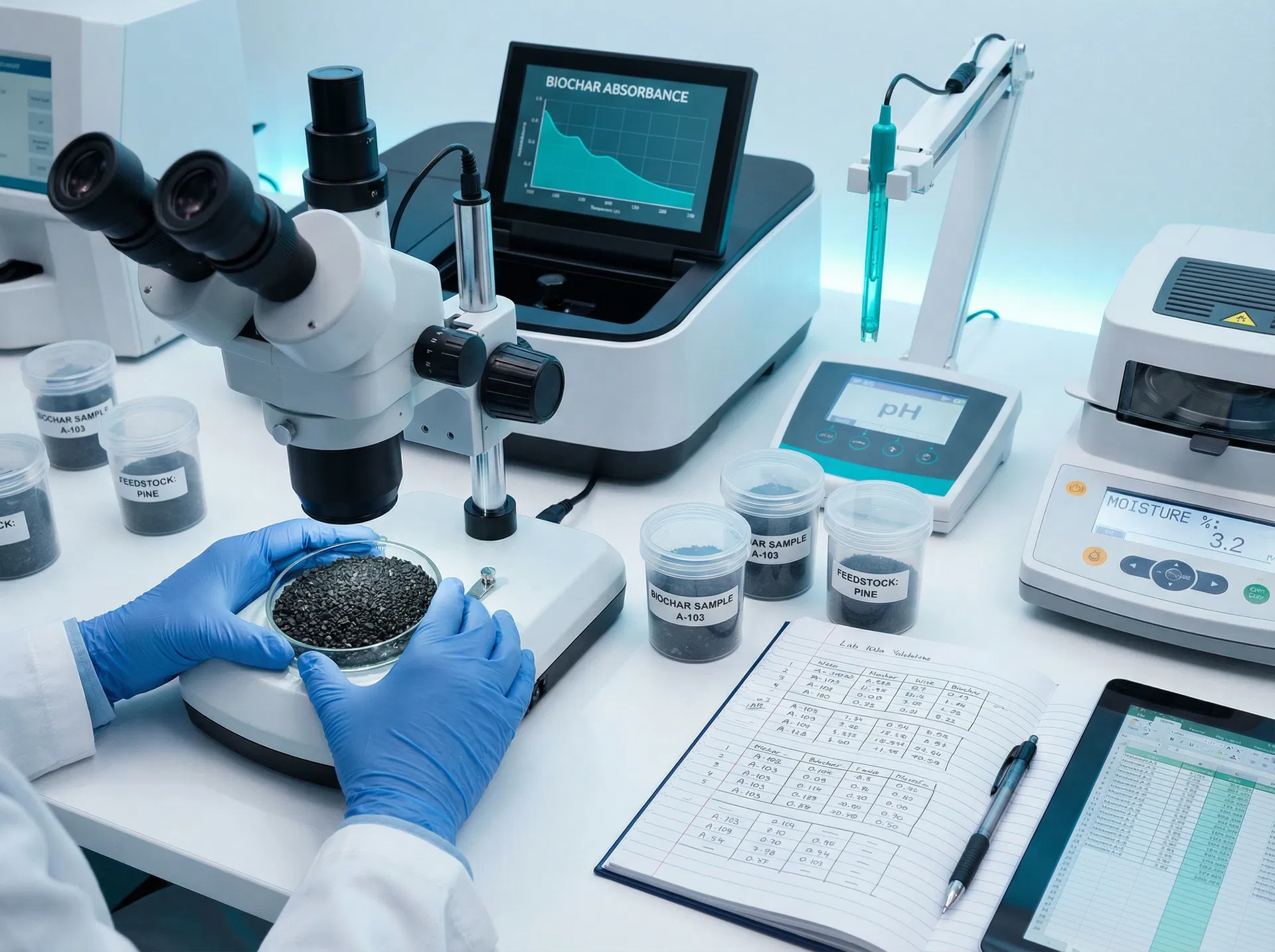 Biochar quality analysis in laboratory