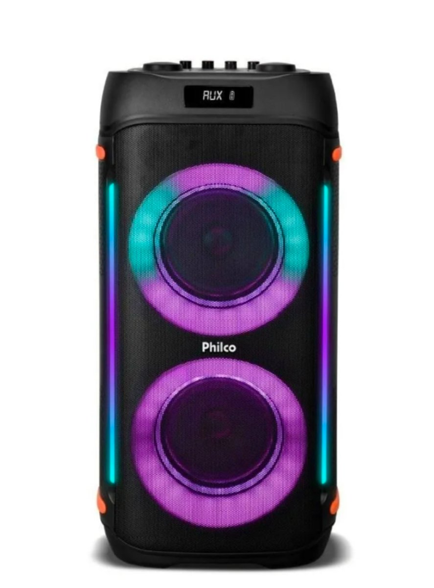 Caixa de Som Amplificada Philco Ex Bass 1200W com 2 Microfones PCX6900