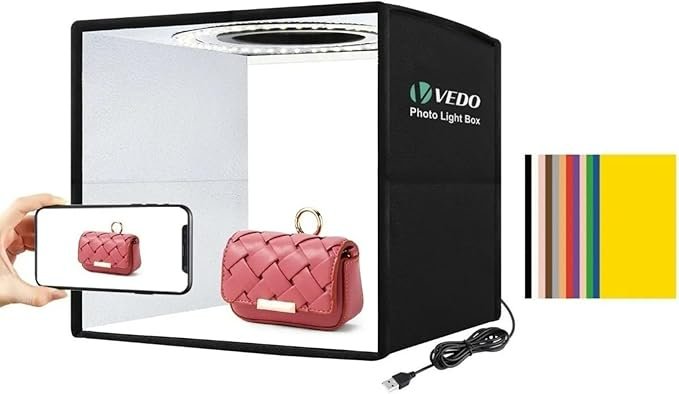25cm Studio Box Redondo Led Cabine Fotografica Fotos 12cores, Mini Estúdio Fotográfico Photo Studio Interface Usb Portátil 110v/220v, 5500k Led