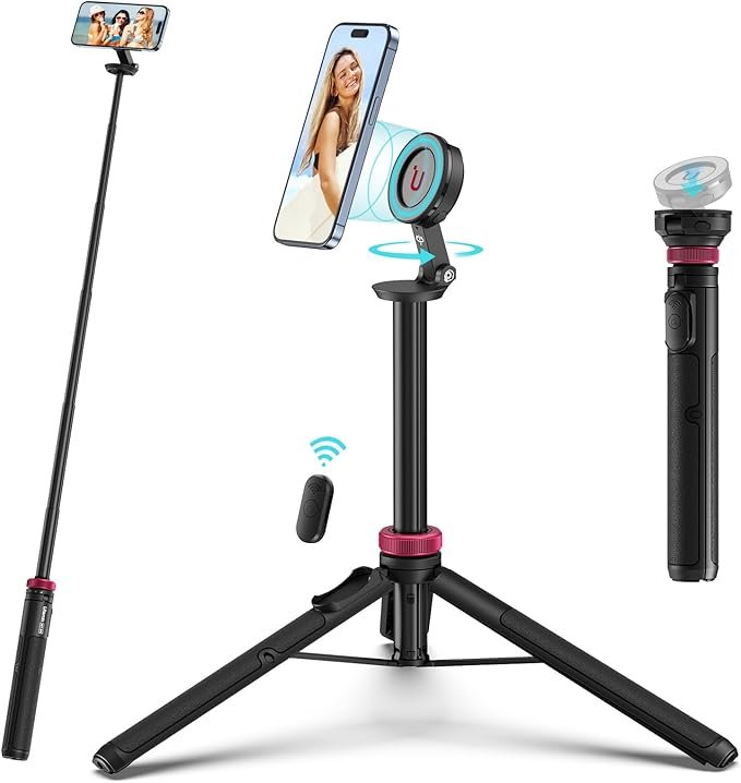 Tripé Magnético Ulanzi MT-84 1,53m 360 Tripé de extensão de smartphone com rotação para selfie streaming ao vivo vlog 10m controle remoto
