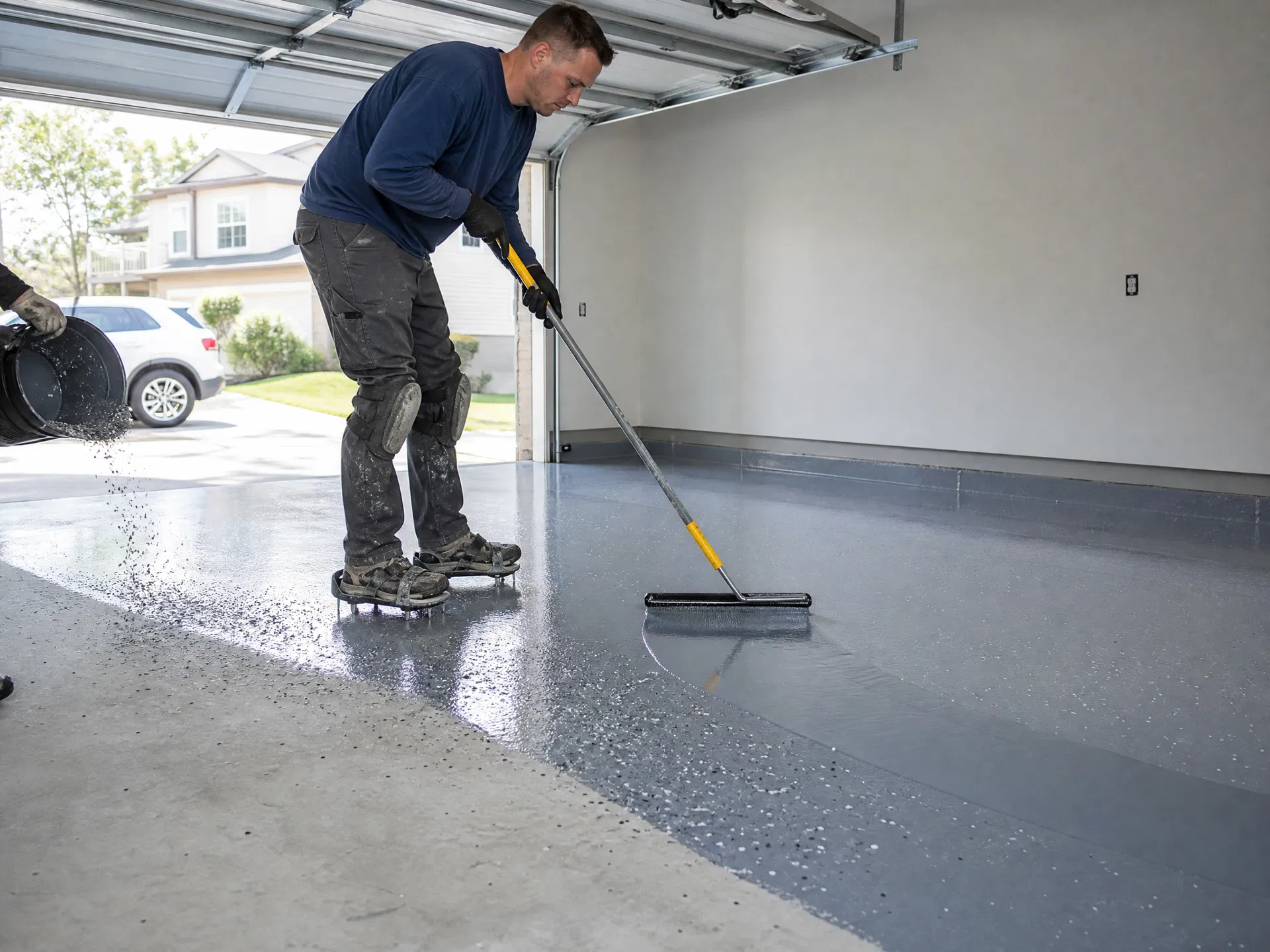 Installing an epoxy garage floor coating in Memphis TN