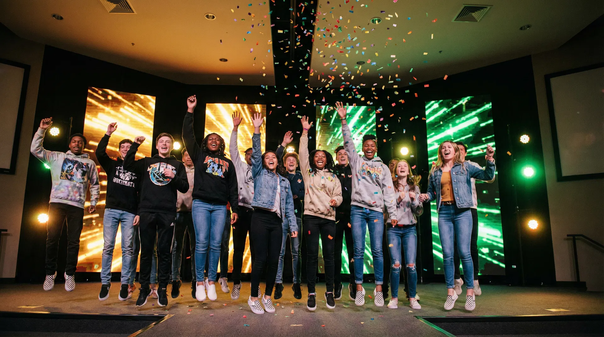 Adolescentes do Rocket celebrando