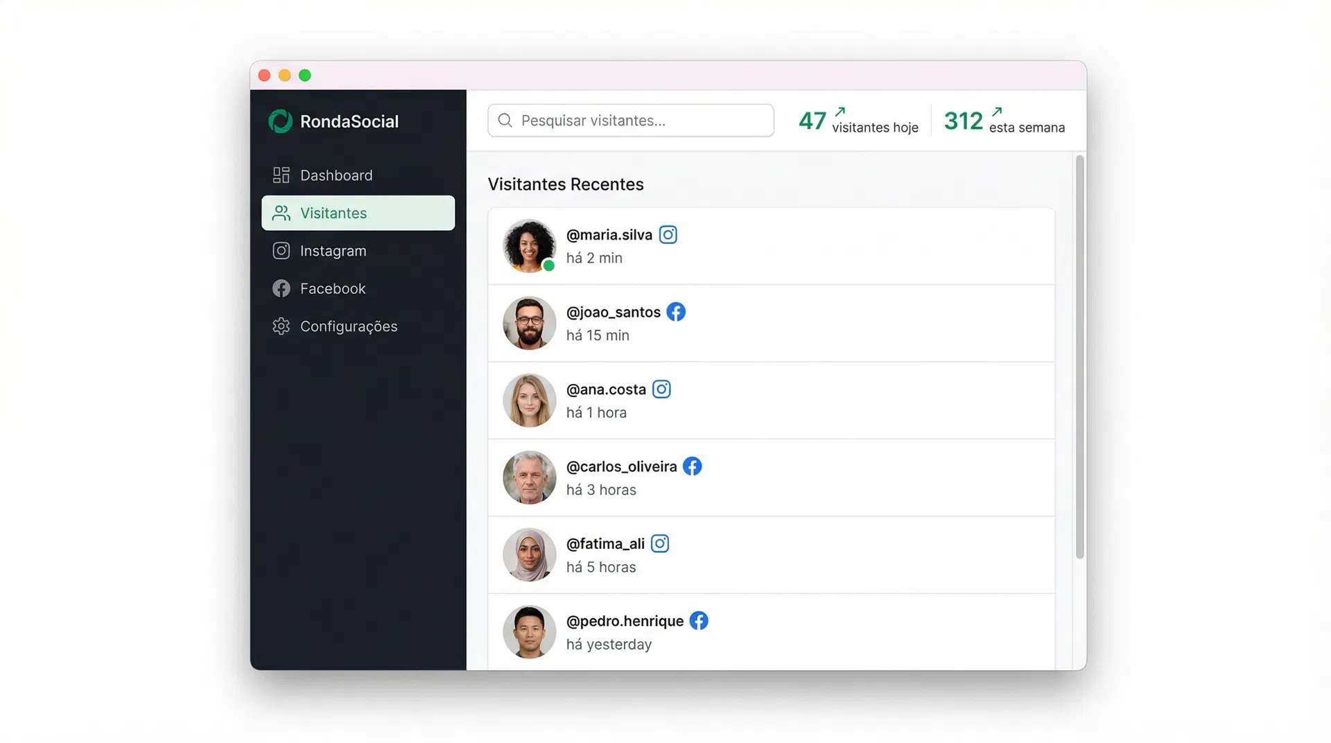 RondaSocial — Descubra visitantes do perfil