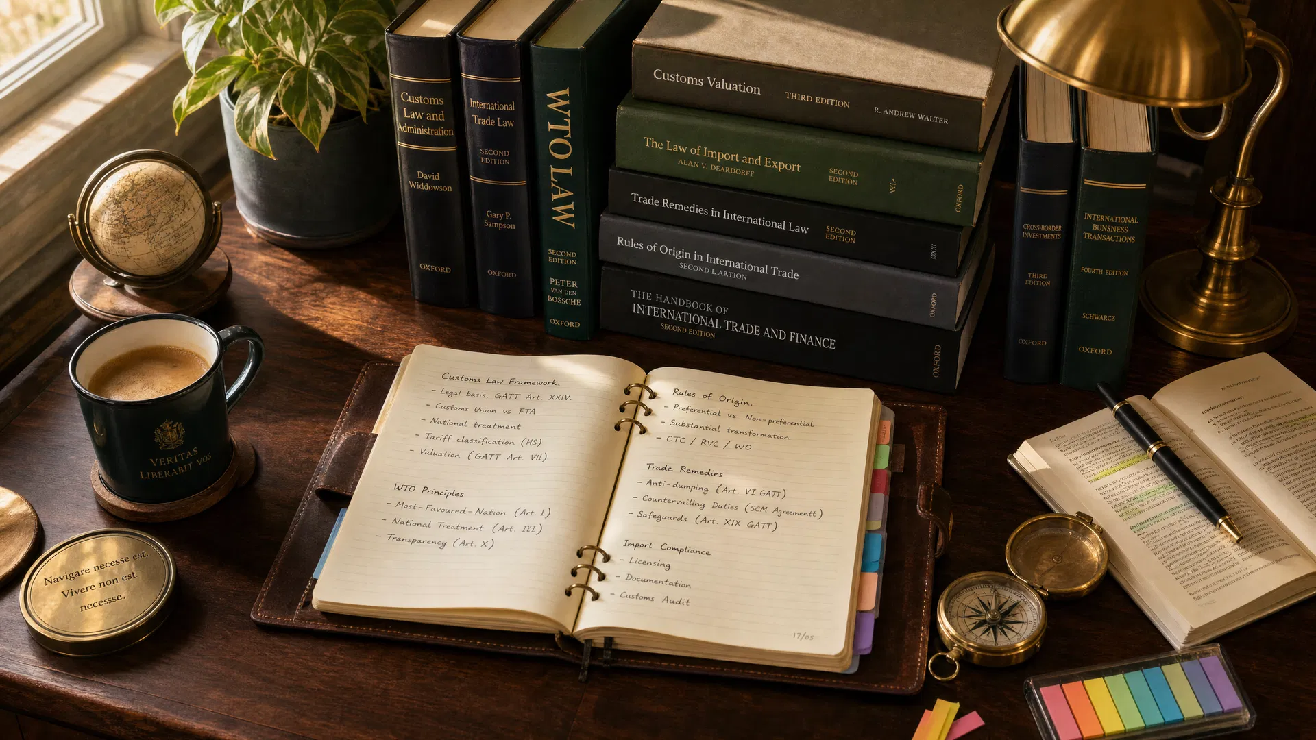 Study desk with customs law books