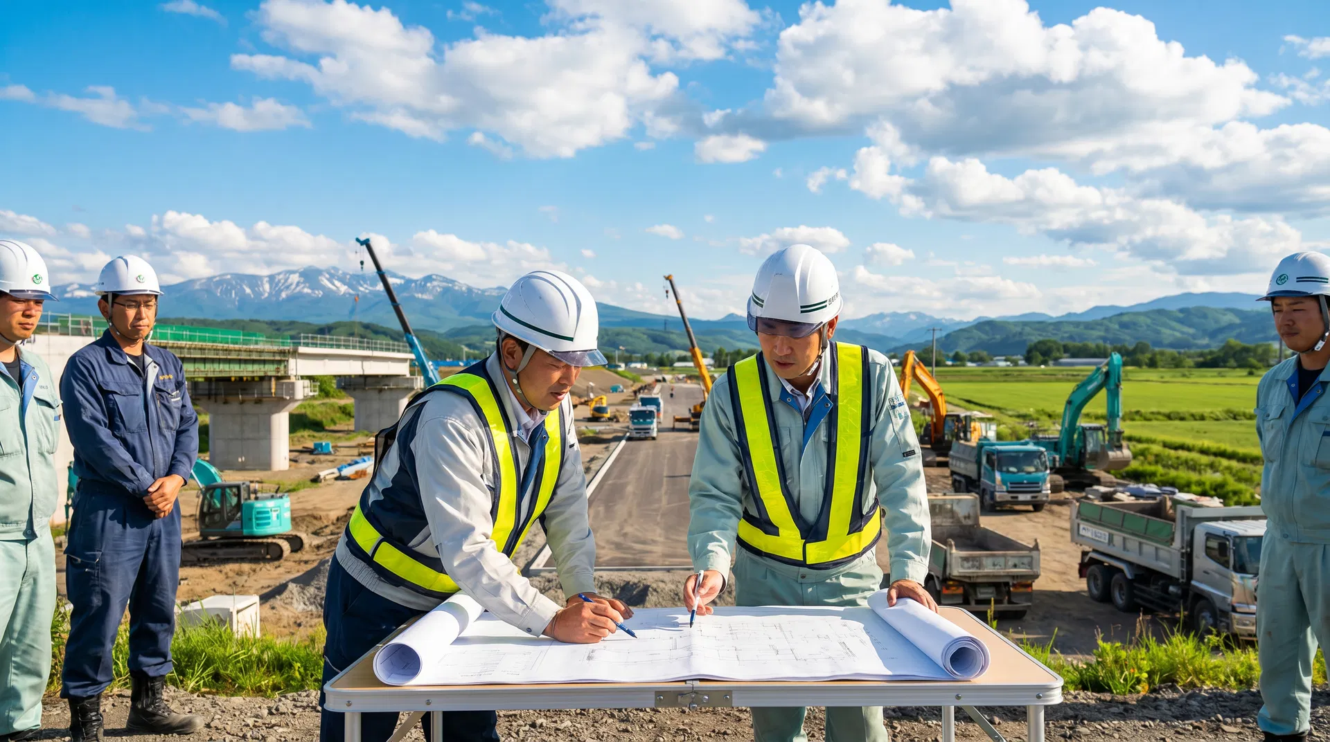 施工現場でのチームワーク