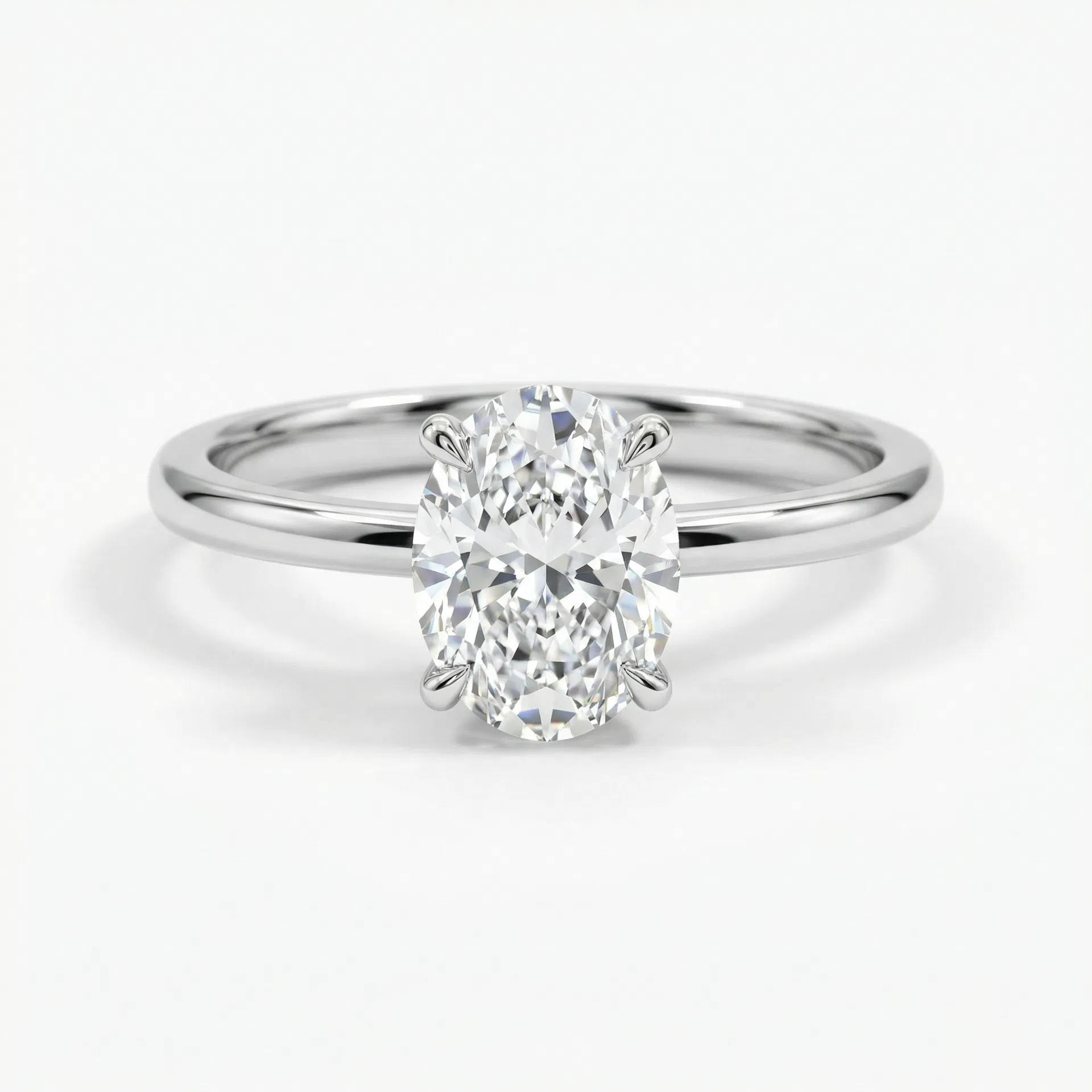 Oval Solitaire Engagement Ring — Front
