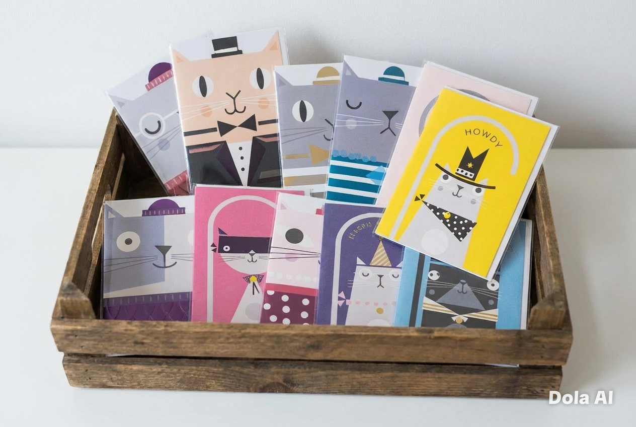 11 Modern & Stylised Cat Greeting Cards (Blank)