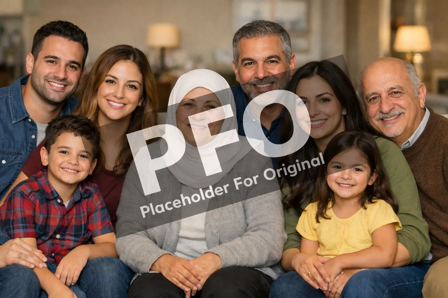 عائلة عربية أمريكية متعددة الأجيال معاً