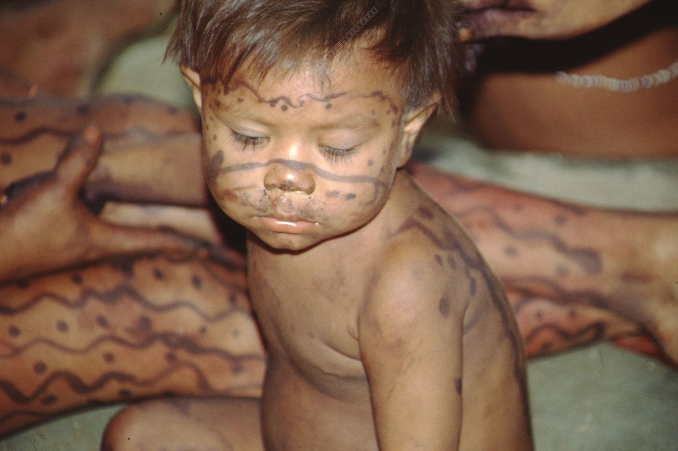 Toddler with Traditional Body Painting of Indigenous Peoples