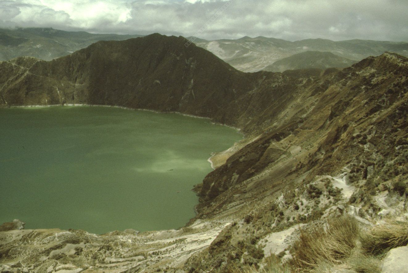 Quilotoa Crater Lake in Ecuador, Andean Landscape