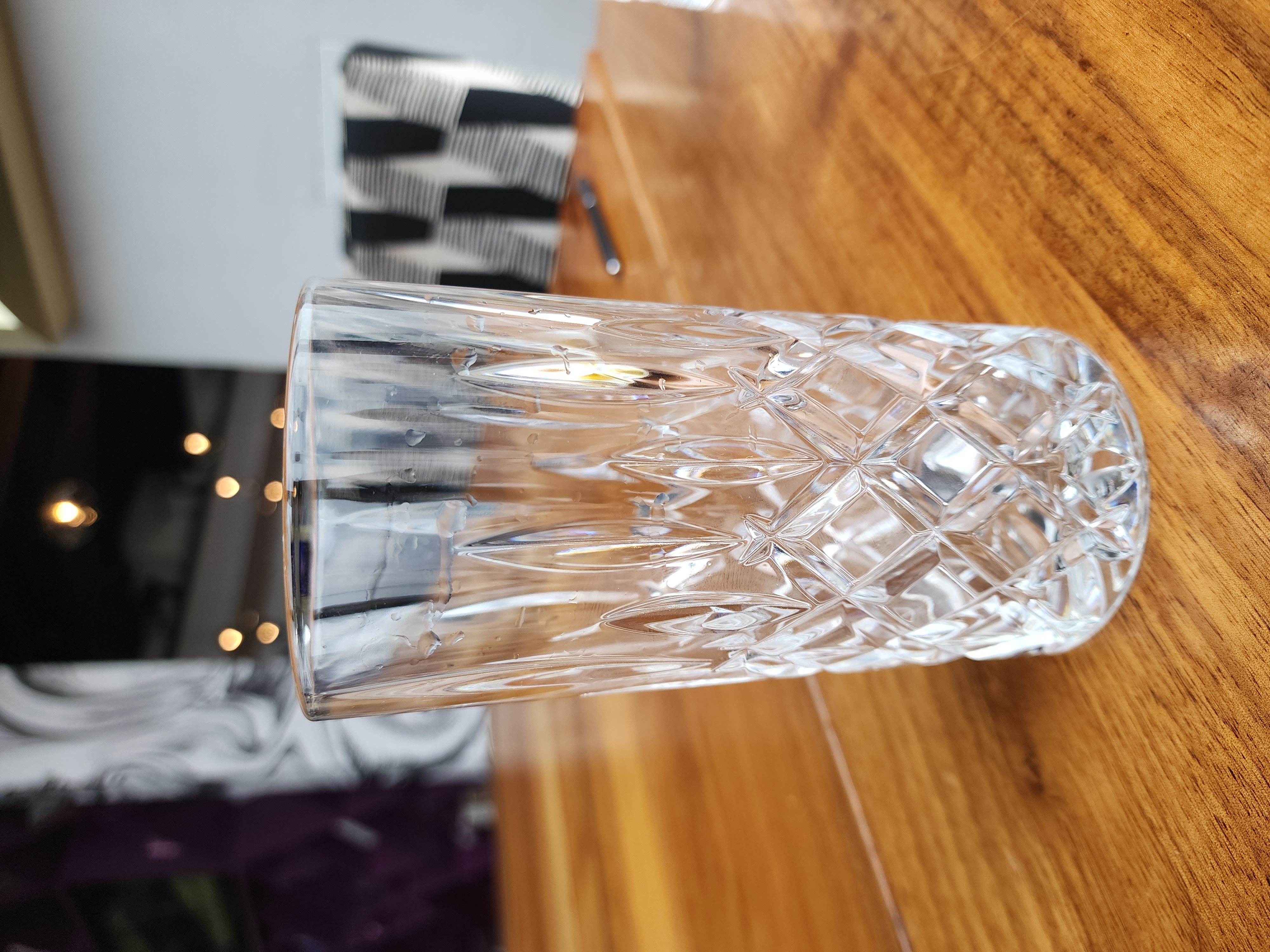 Clear Glass Tumbler with Diamond Cut Pattern