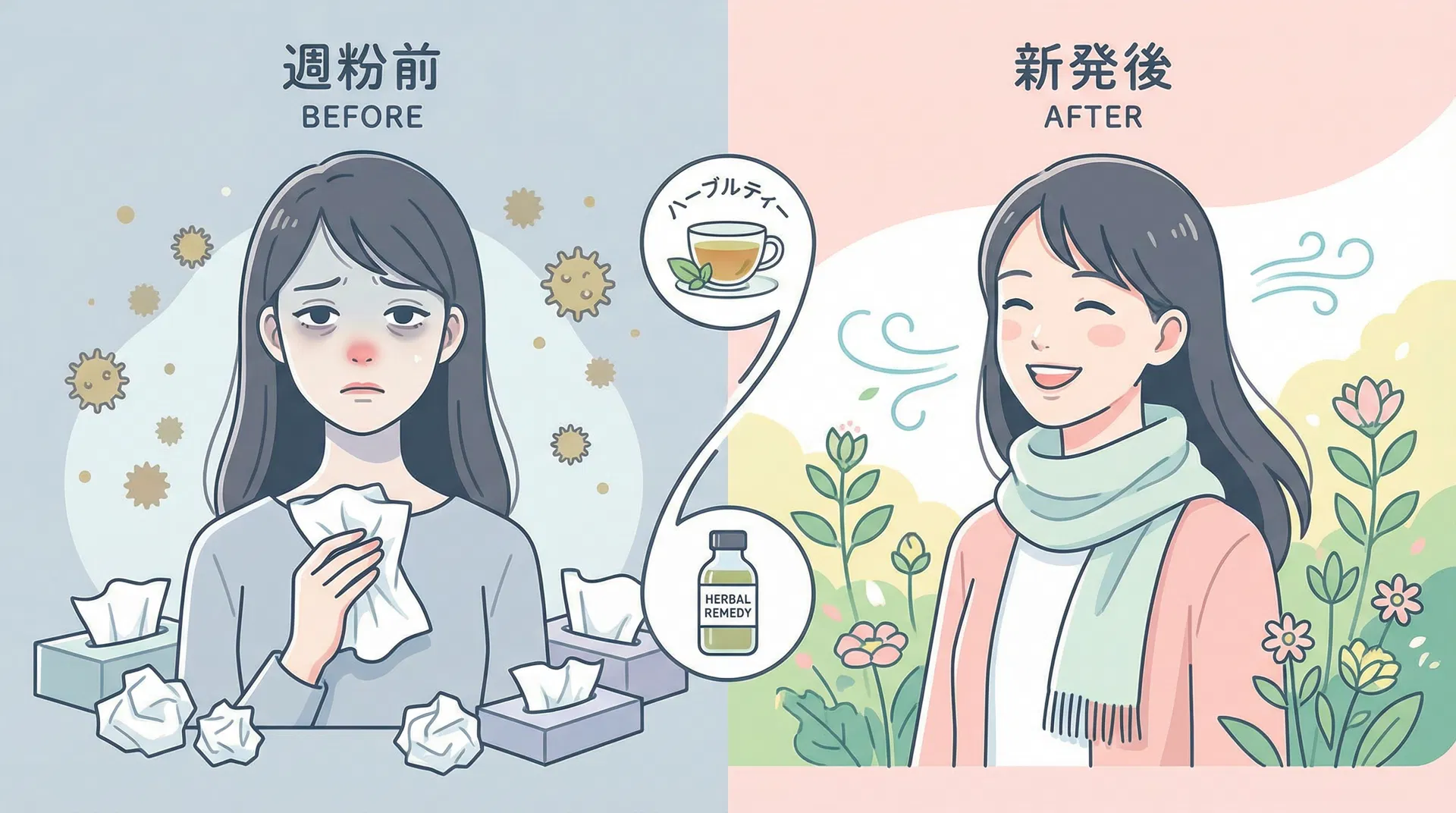 ちくのう症 使用前後の比較イメージ
