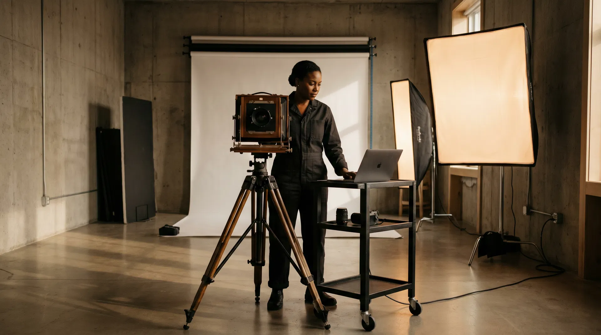 Professional photographer in studio