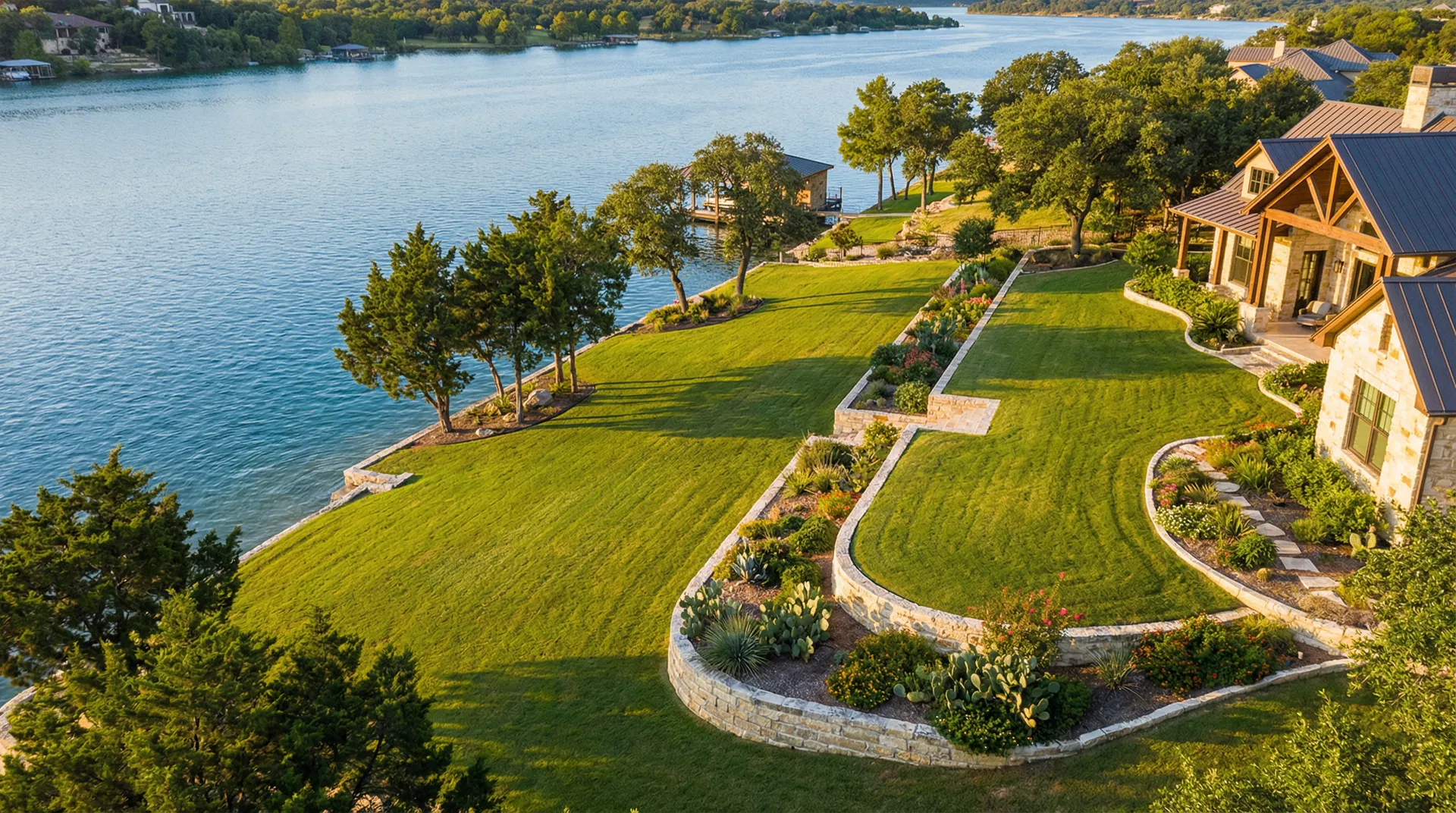 Professional landscaping in the Texas Hill Country Highland Lakes area