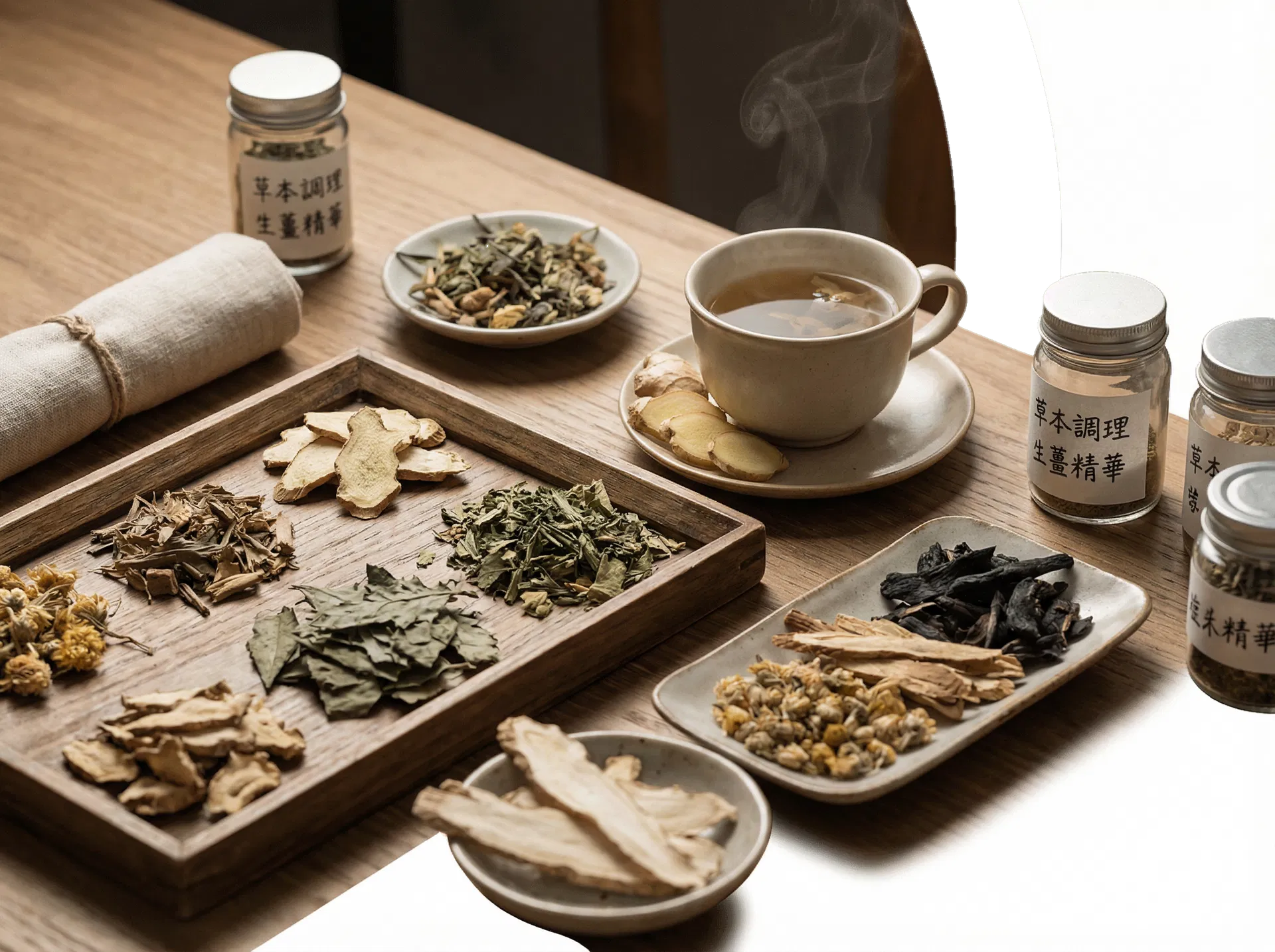 金木草本理髮使用的草本素材與茶飲細節