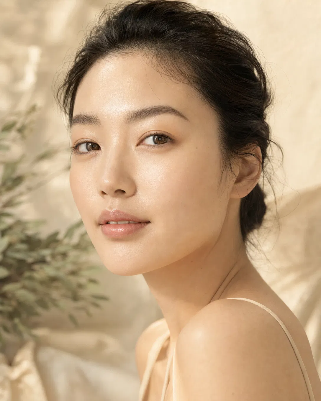 Close-up 初 Chū beauty portrait showing refined skin glow