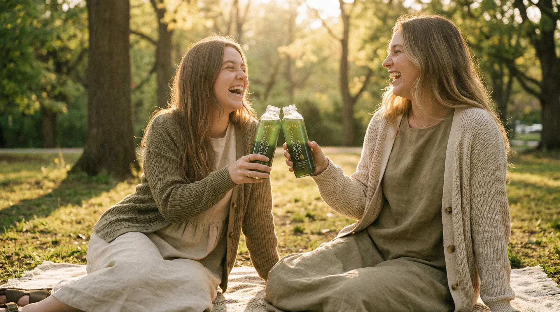 Two women enjoying Chlo outdoors
