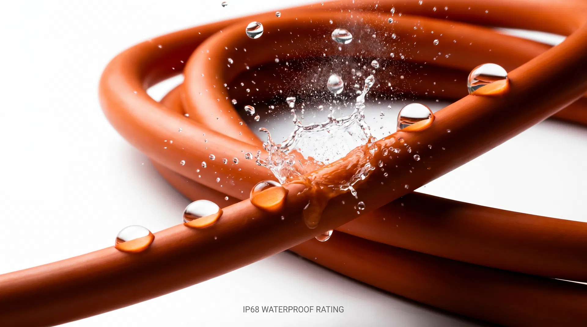 IP68 waterproof cable with water droplets