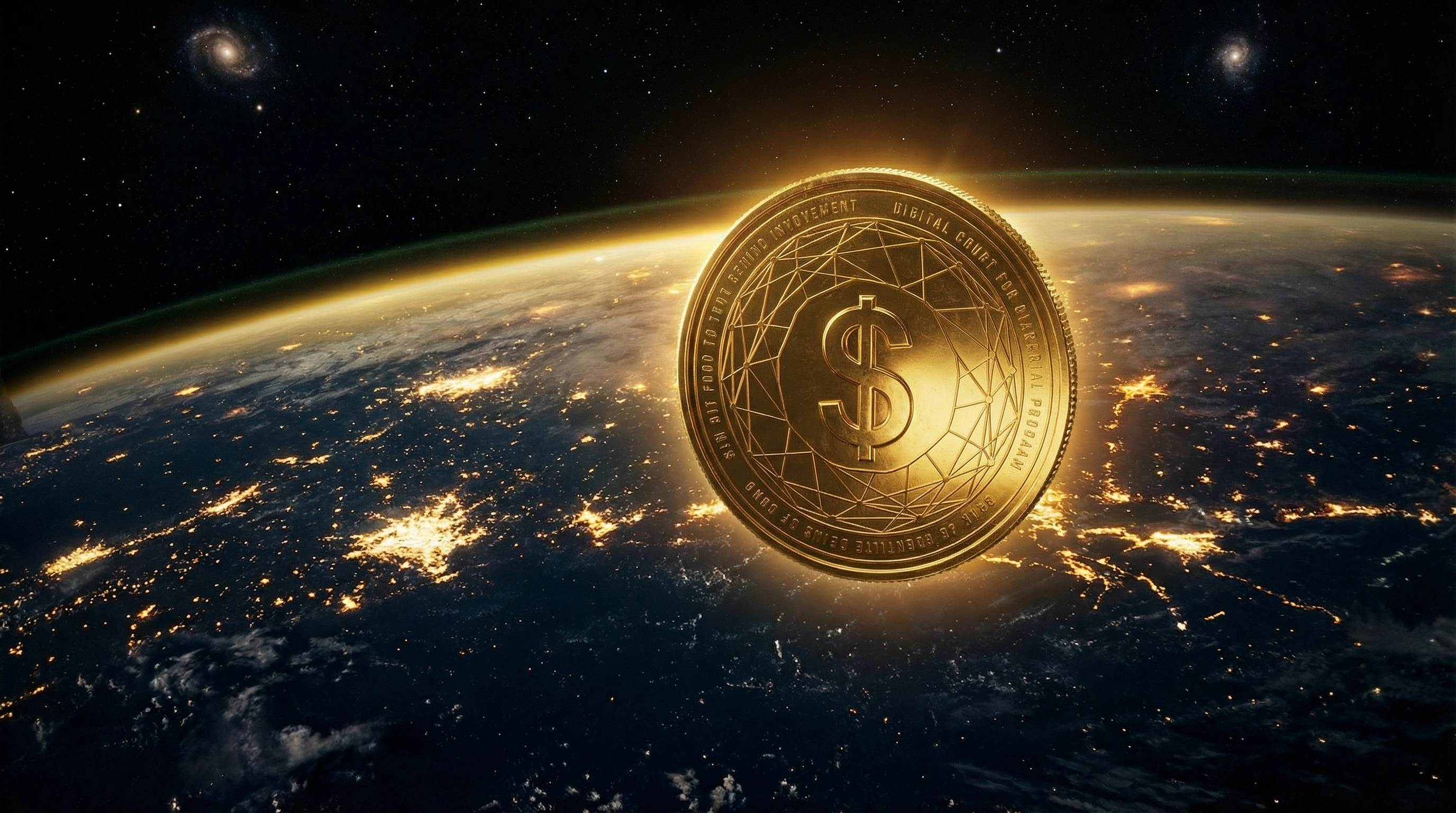 Planet Earth from space with golden sunrise