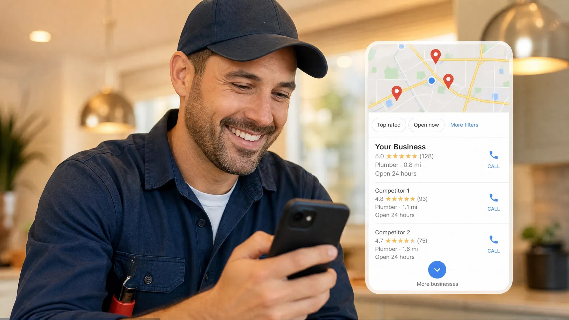 Home service business owner seeing their Google ranking