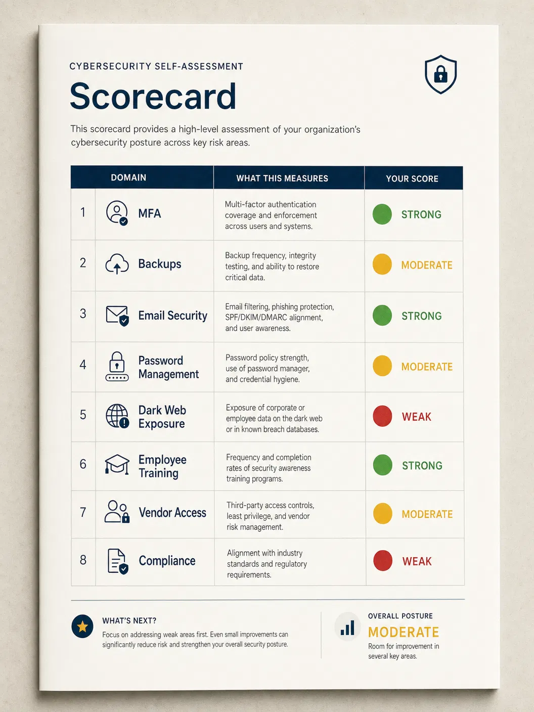Cybersecurity self-assessment scorecard preview