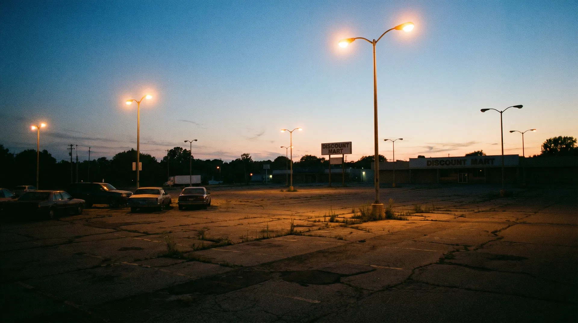 Commercial Parking Lot Lighting - Before