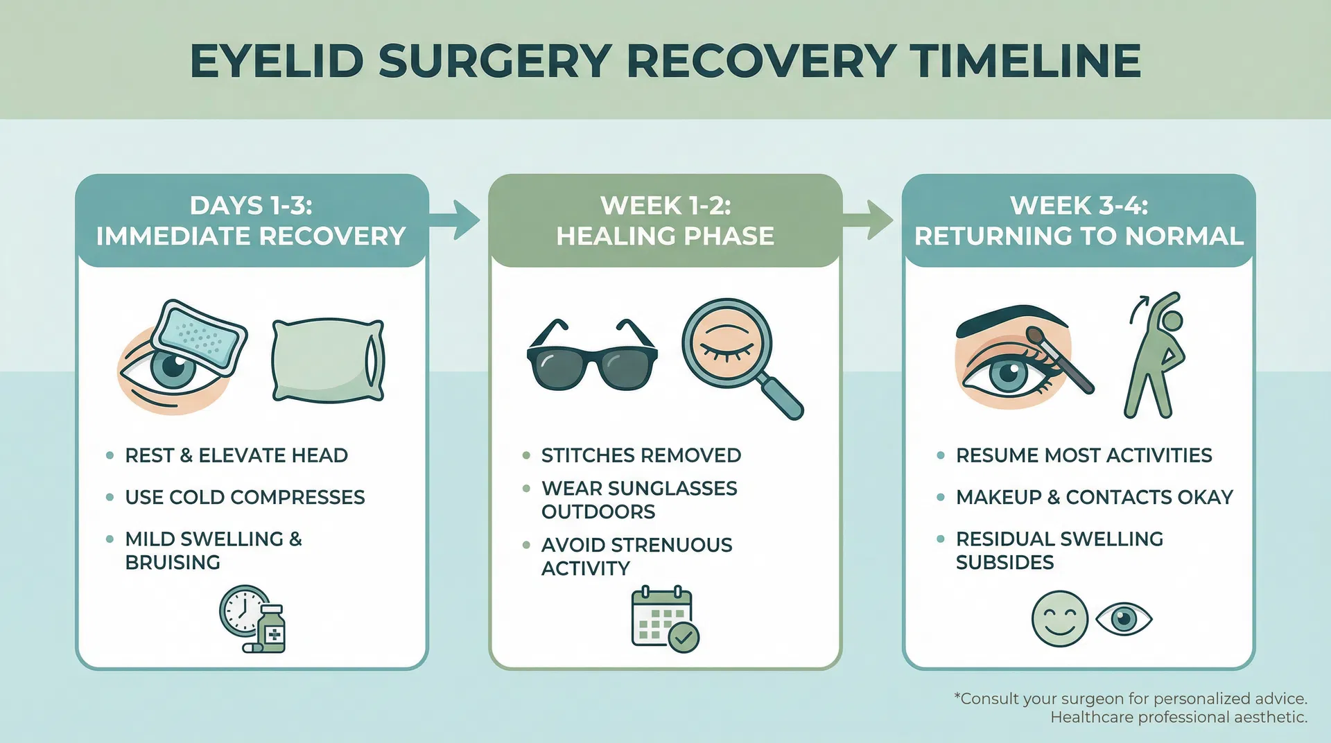 Recovery timeline for eyelid surgery
