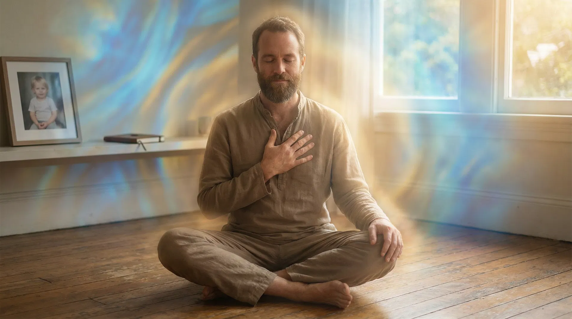 Hombre en Meditación y Sanación del Niño Interior