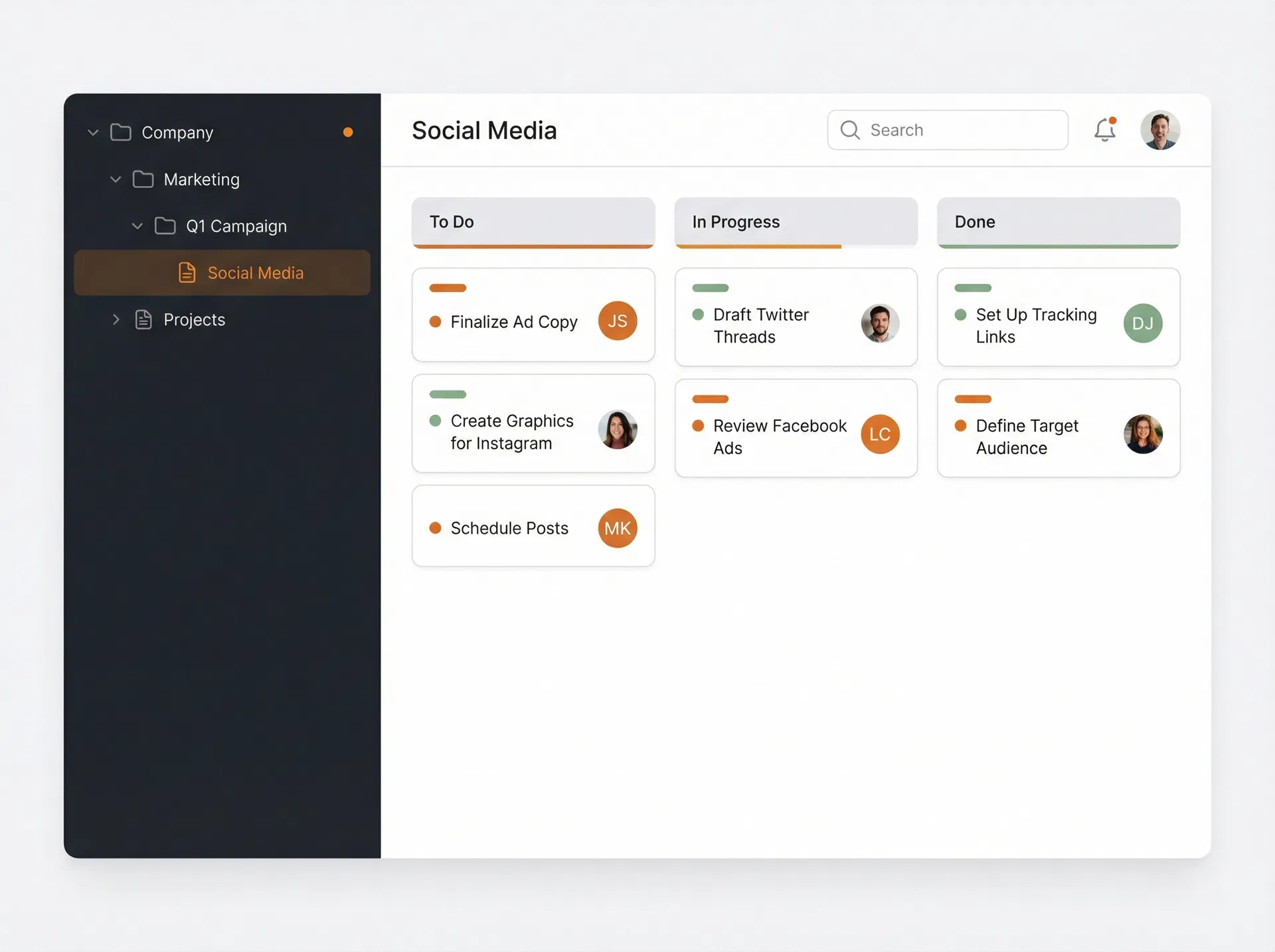 Hierarchical project tree visualization