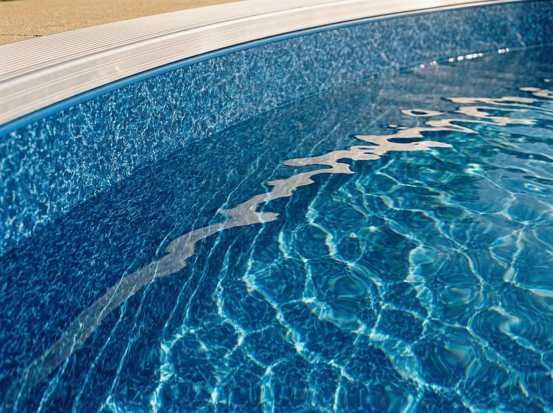 Fresh vinyl liner with crystal clear water filling