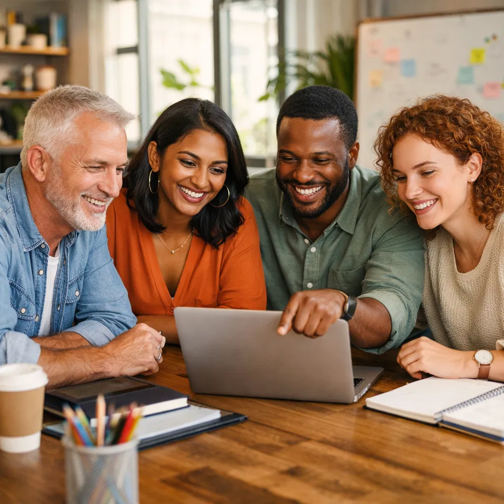 Diverse team collaborating