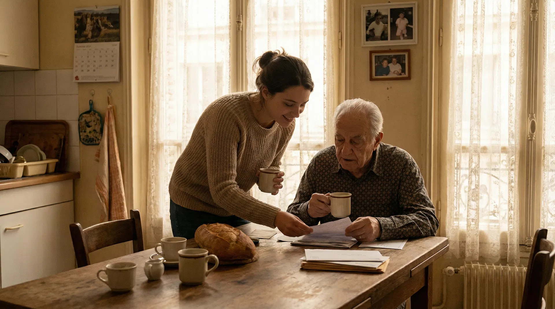 Voisins qui se retrouvent autour d'un café