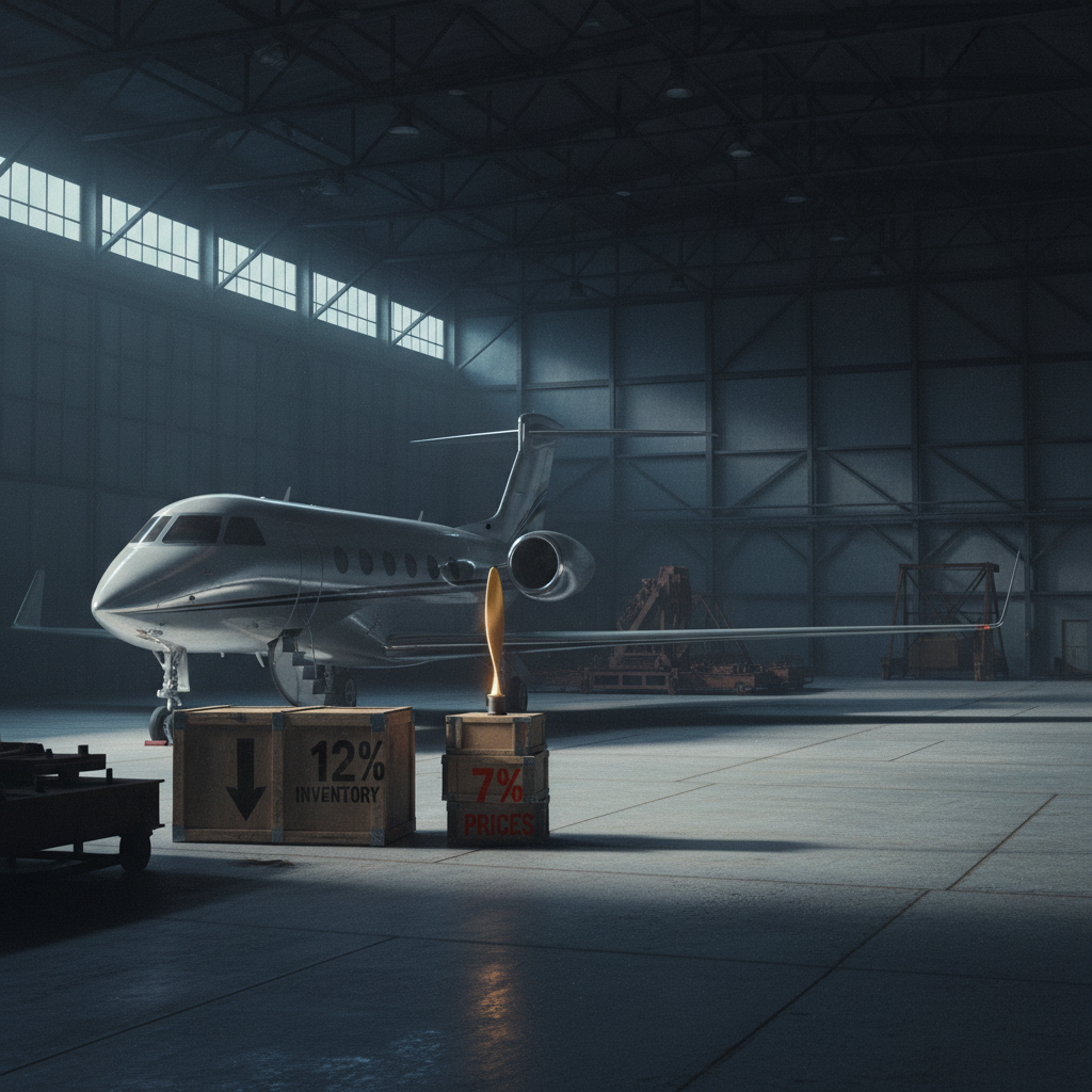 Бізнес-джети: падіння інвентарю на 12%, зростання цін на 7%
