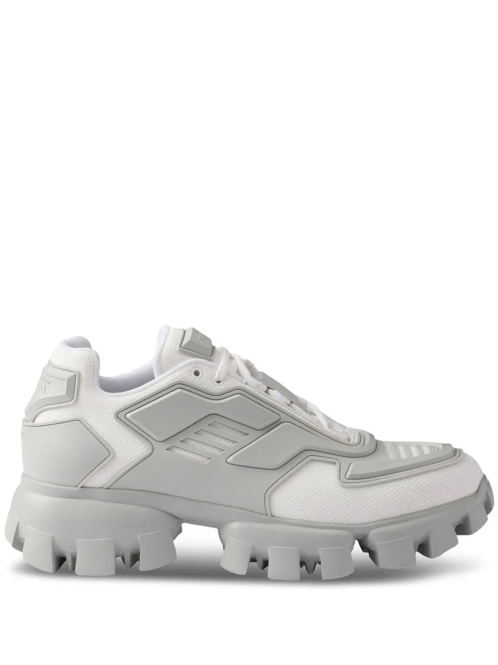 Tênis Prada Cloudbust com plataforma — Branco e Cinza Claro