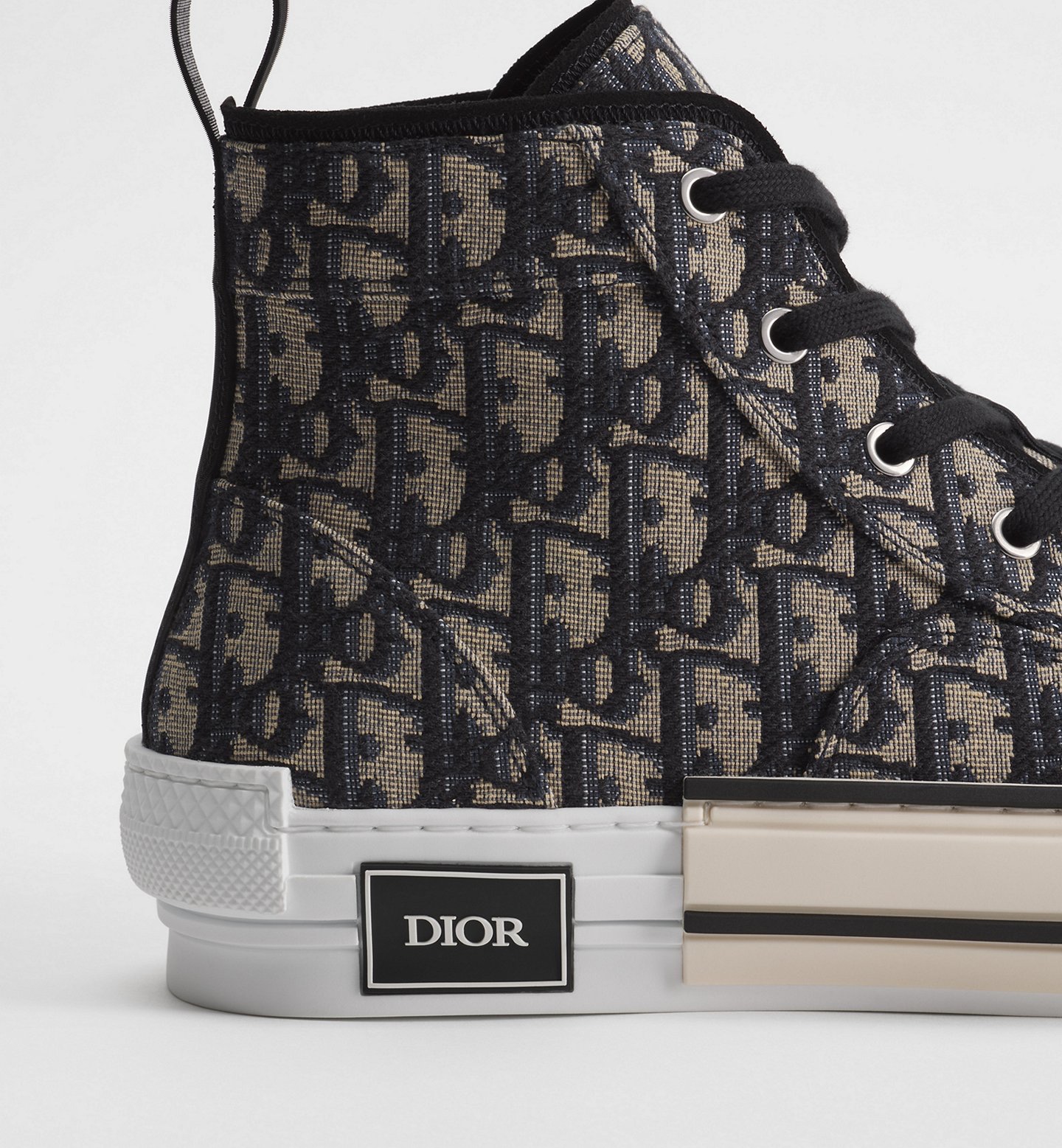 Sneaker B23 League de cano alto — Azul Marinho e Bege (Dior Oblique)