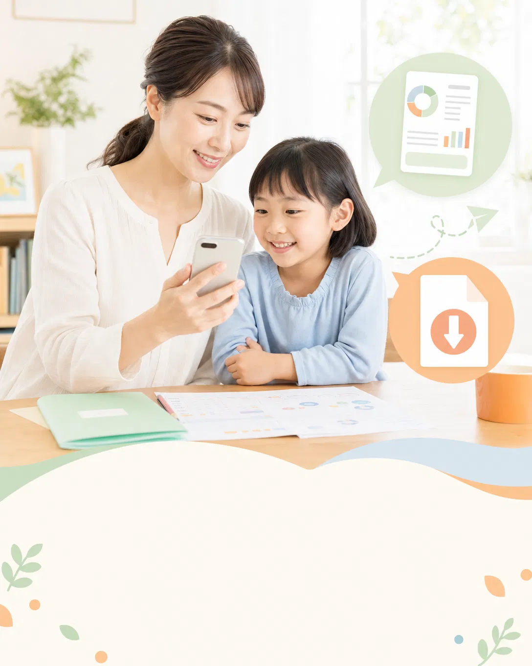 診断結果をスマートフォンで確認するイメージ