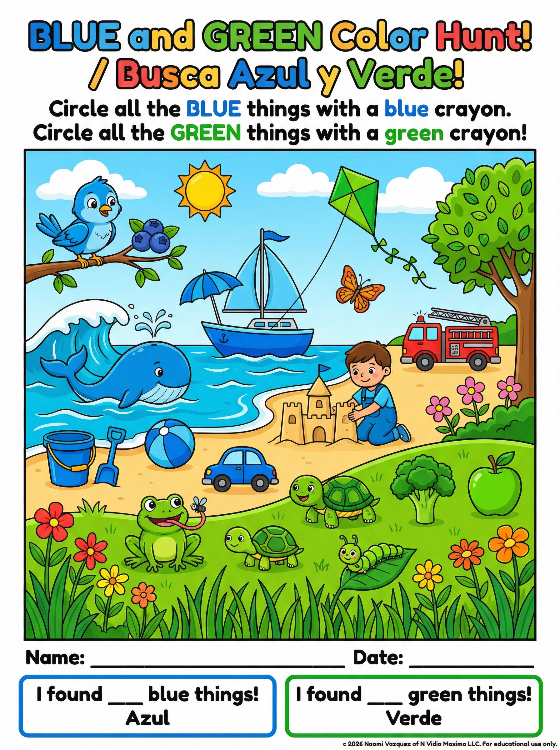 Blue & Green Color Hunt! / Azul y Verde!