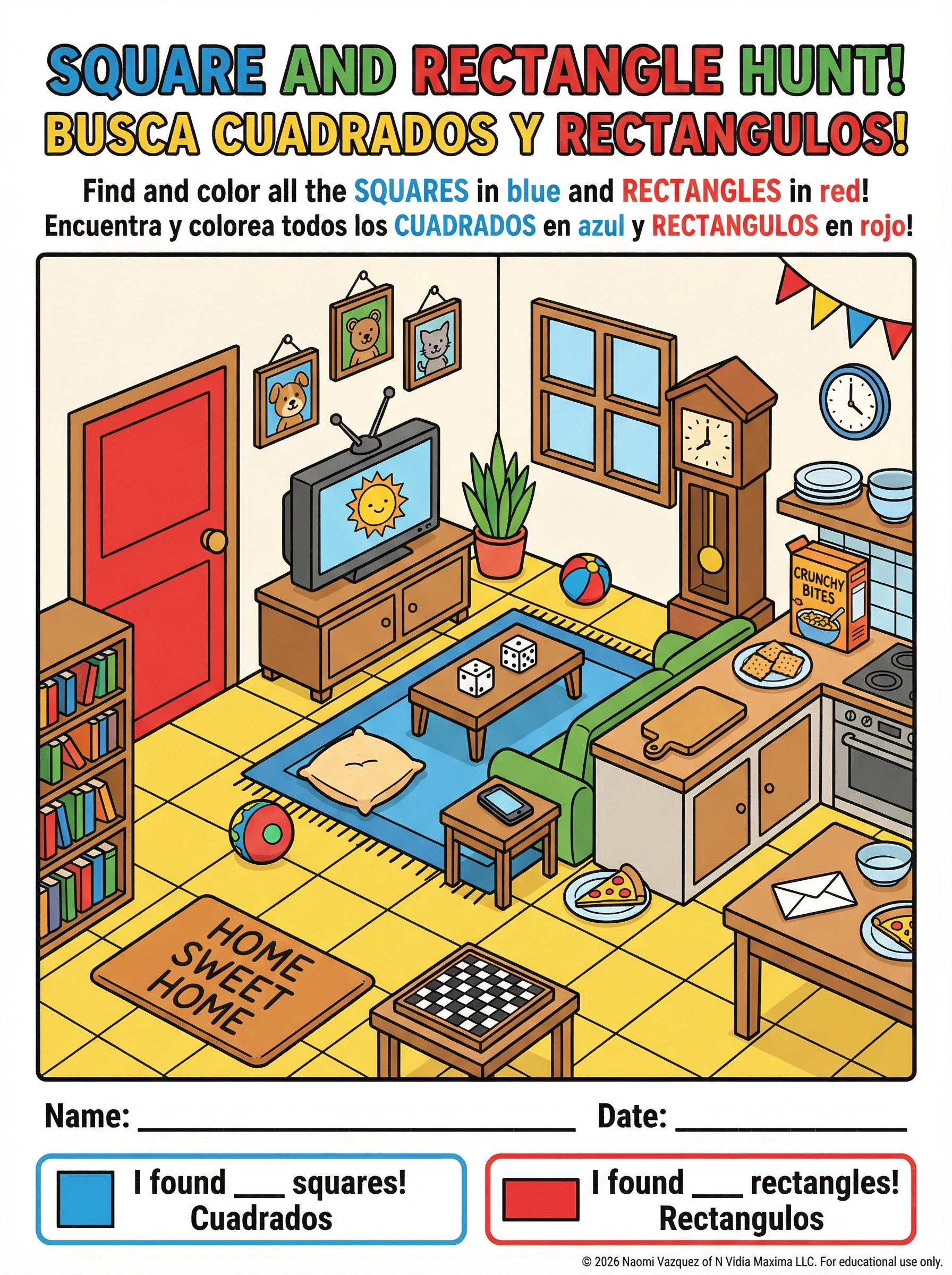 Square & Rectangle Hunt! / Cuadrados y Rectángulos!