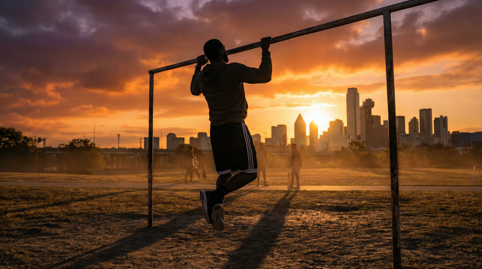 Calisthenics training at golden hour