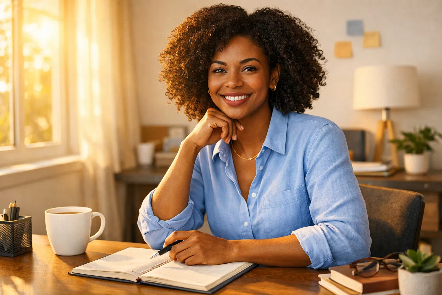 Mulher morena profissional, produtiva e focada