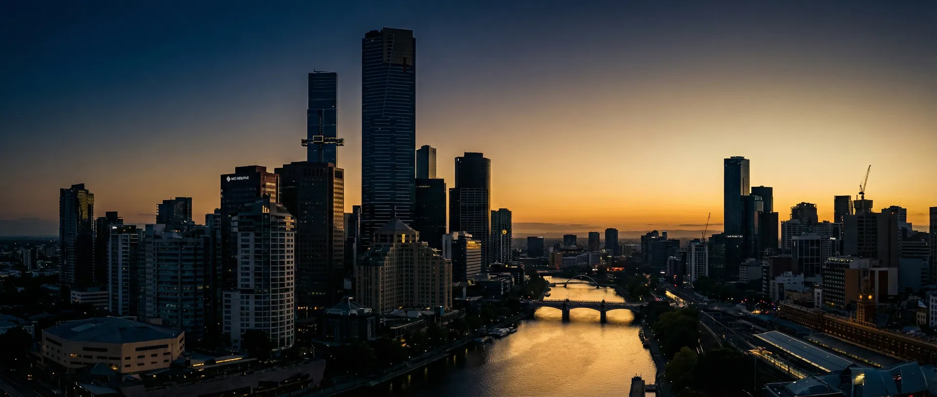 Melbourne skyline at twilight